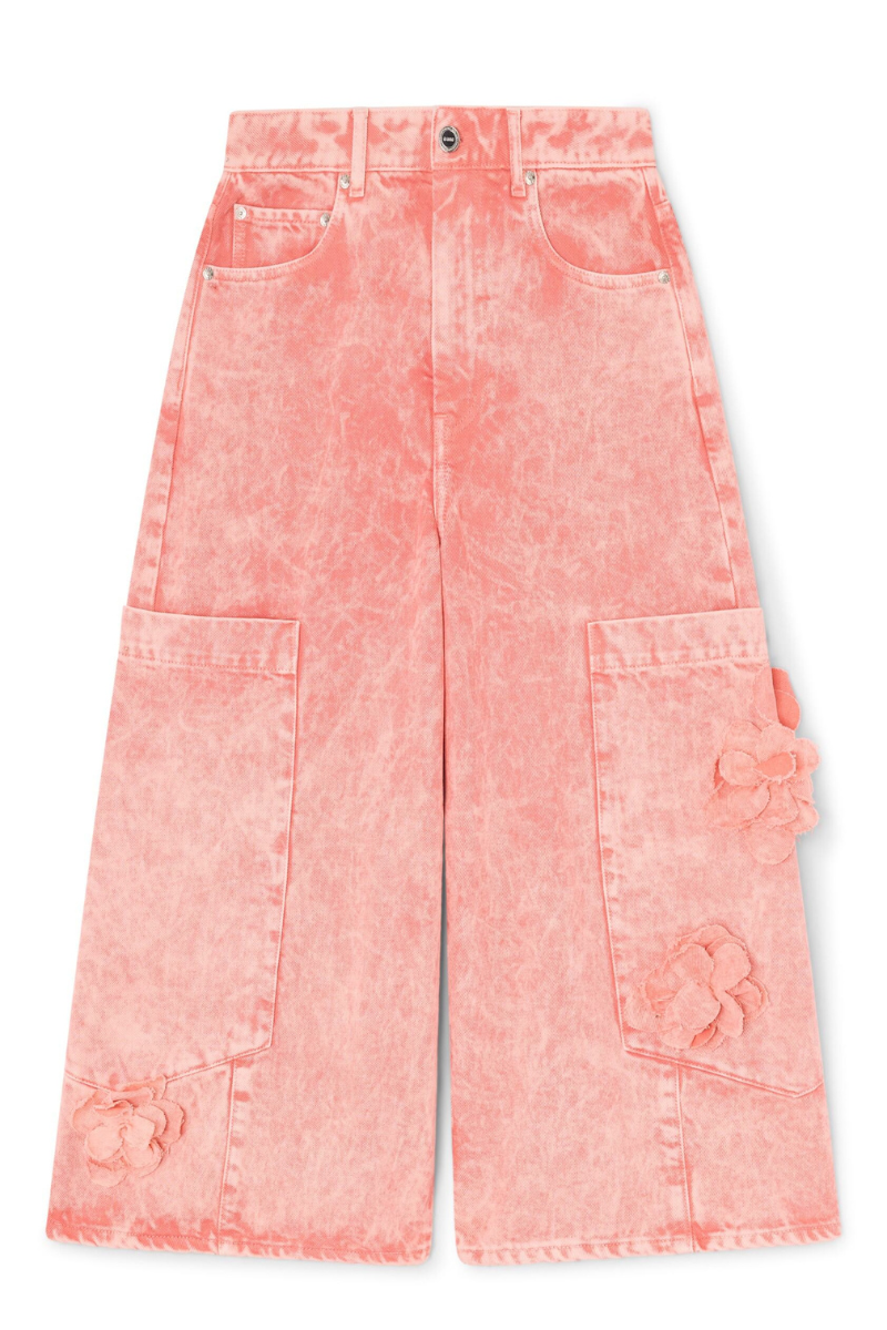 Overdyed Denim Cropped Baggy Cargo Jeans-GANNI-Boyds Philadelphia