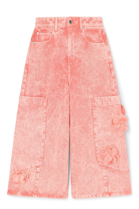 Overdyed Denim Cropped Baggy Cargo Jeans-GANNI-Boyds Philadelphia