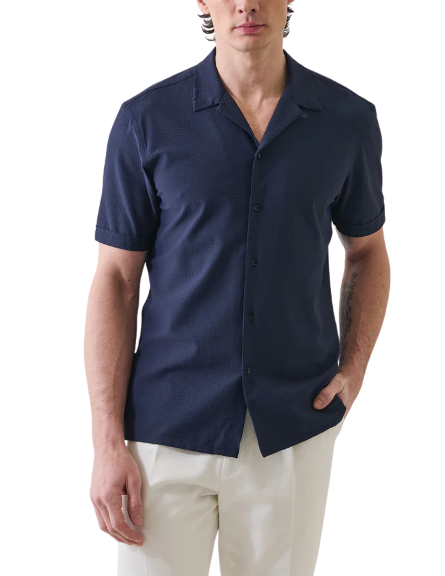 Seersucker Performance Stretch Shirt-Patrick Assaraf-Boyds Philadelphia
