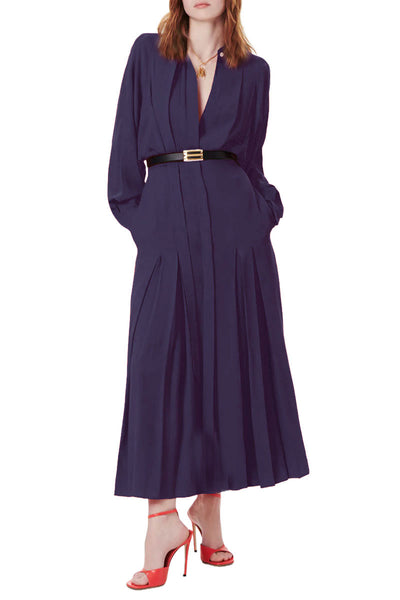 Long Sleeve Pleated Shirt Dress-Victoria Beckham-Boyds Philadelphia