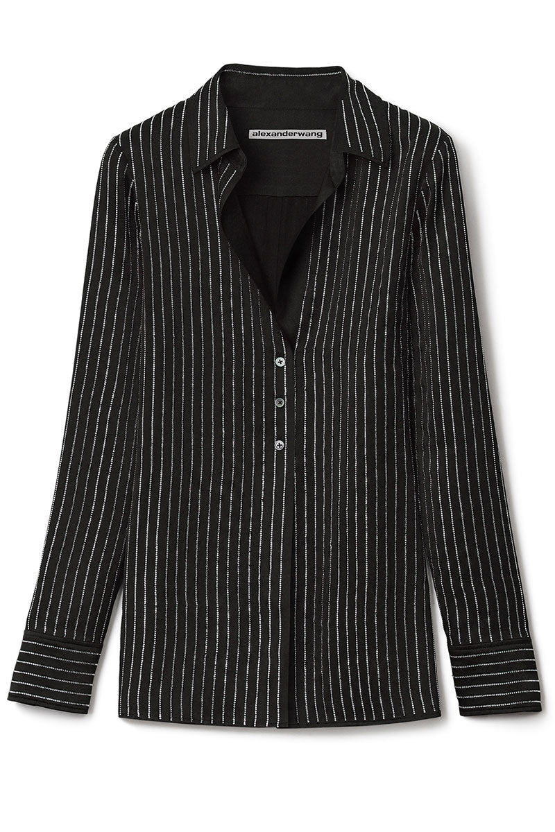 Crystal Pinstripe Shirt-Alexander Wang-Boyds Philadelphia