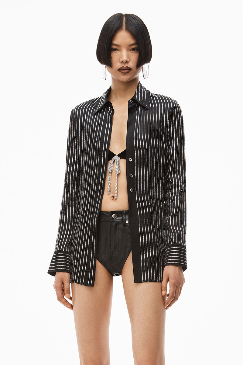 Crystal Pinstripe Shirt-Alexander Wang-Boyds Philadelphia