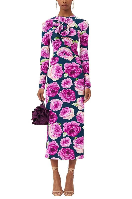 Floral Long Sleeve Jersey Midi Dress-Magda Butrym-Boyds Philadelphia
