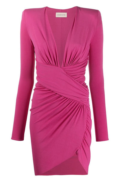 Ruched Deep-V Mini Dress-Alexandre Vauthier-Boyds Philadelphia