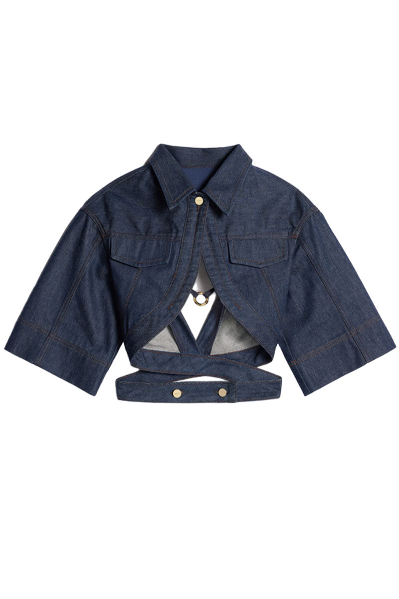 Le Haut De Nimes Denim Cutout Top-Jacquemus-Boyds Philadelphia