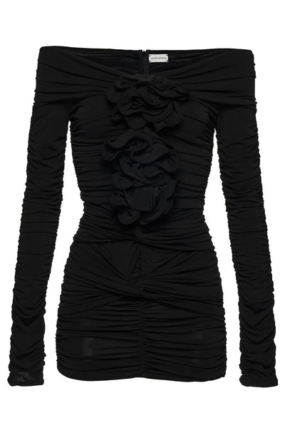 Long Sleeve Off Shoulder Ruched Mini Dress-Magda Butrym-Boyds Philadelphia
