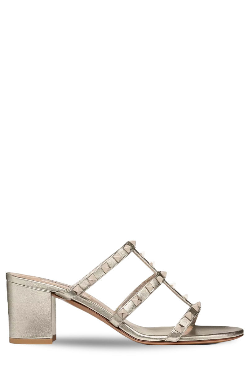 Metallic Calfskin Leather Slide Sandal by –