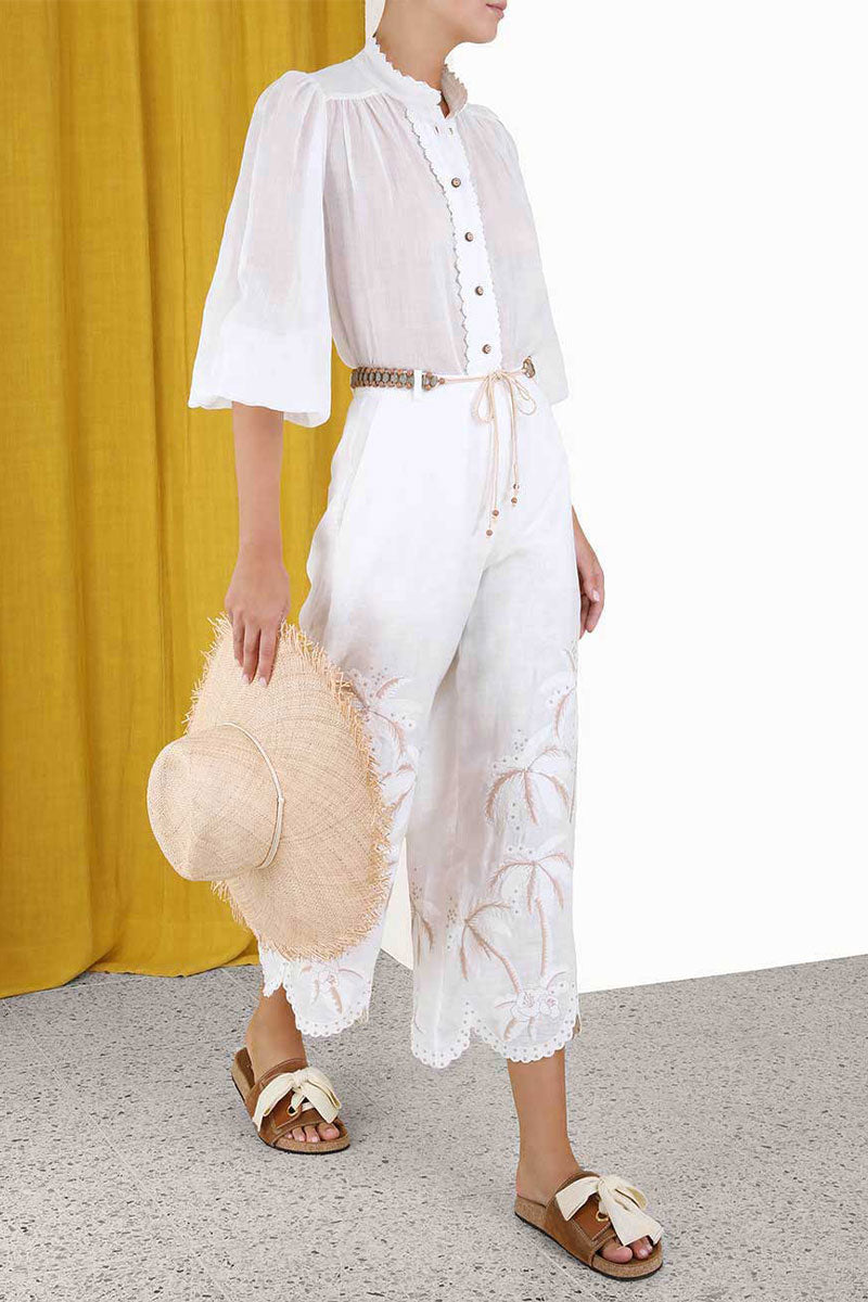 Lyre Embroidered Trim Blouse-ZIMMERMANN-Boyds Philadelphia