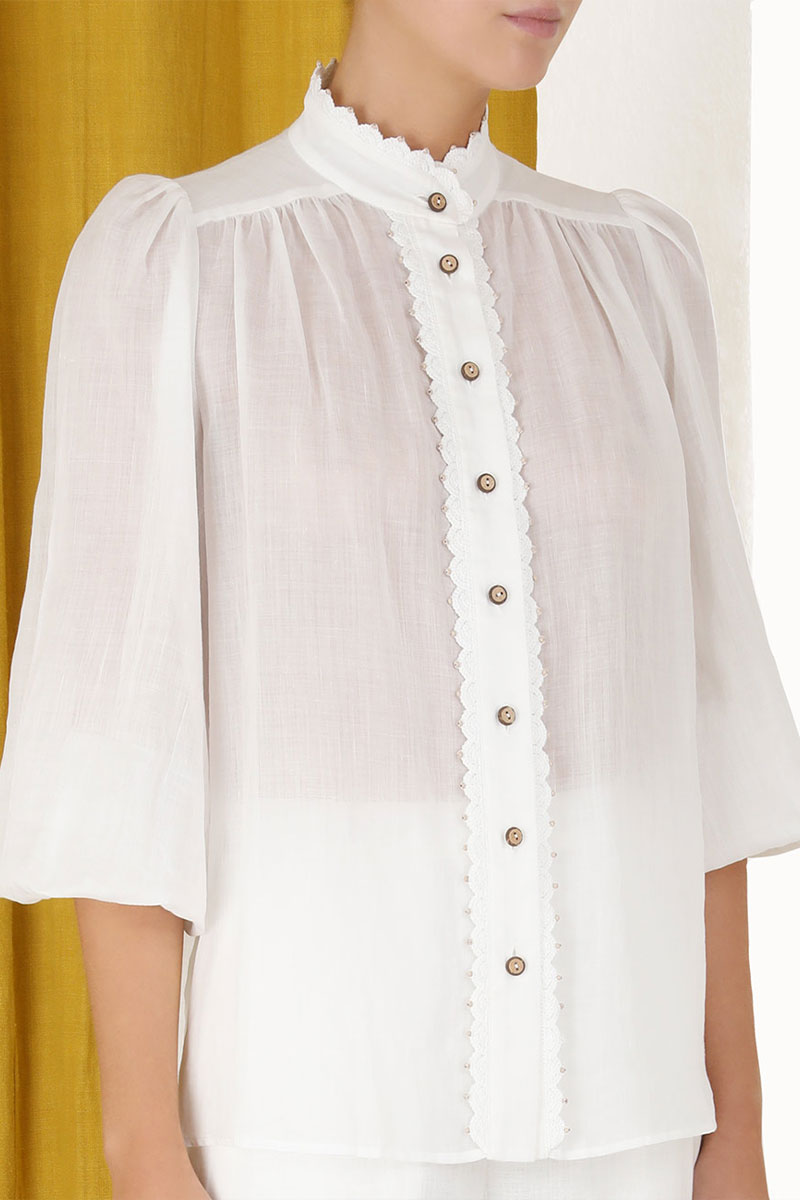 Lyre Embroidered Trim Blouse-ZIMMERMANN-Boyds Philadelphia