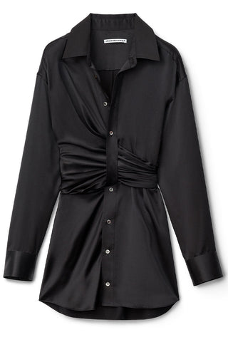 Threaded Placket Draped Shirt Dress-alexanderwang.t-Boyds Philadelphia
