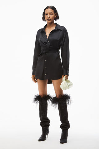 Threaded Placket Draped Shirt Dress-alexanderwang.t-Boyds Philadelphia