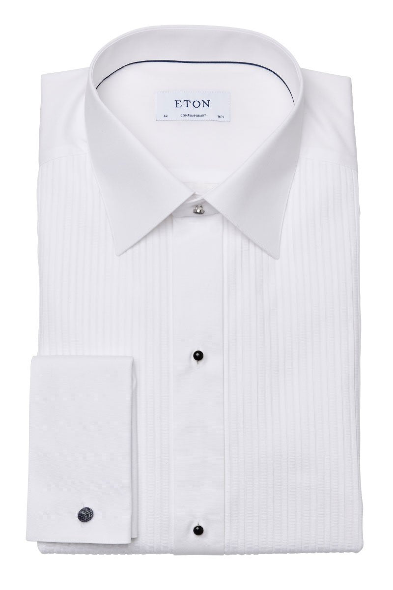 Plissé Black Tie Shirt-Eton-Boyds Philadelphia