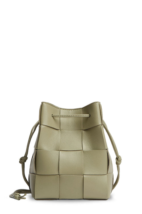 Cassette Mini Leather Bucket Bag in Beige - Bottega Veneta