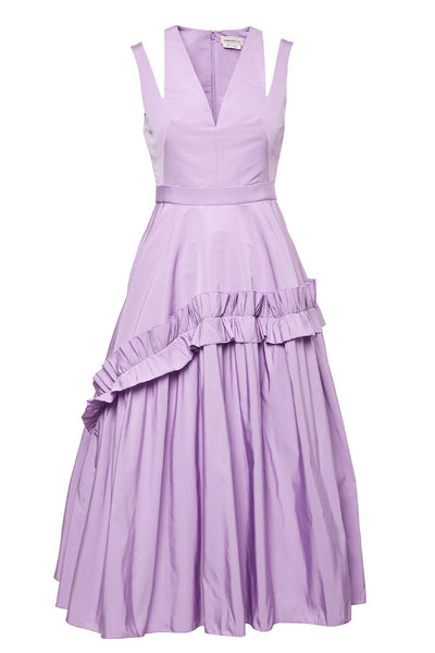 Cut-Out Ruffle Midi Dress-Alexander McQueen-Boyds Philadelphia