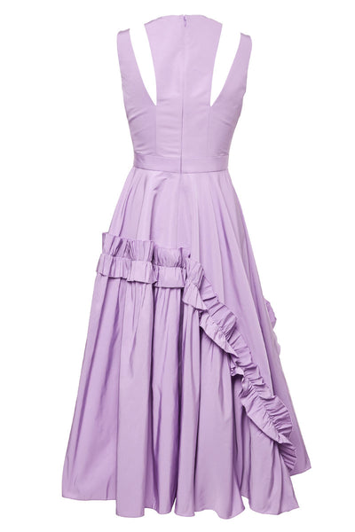Cut-Out Ruffle Midi Dress-Alexander McQueen-Boyds Philadelphia