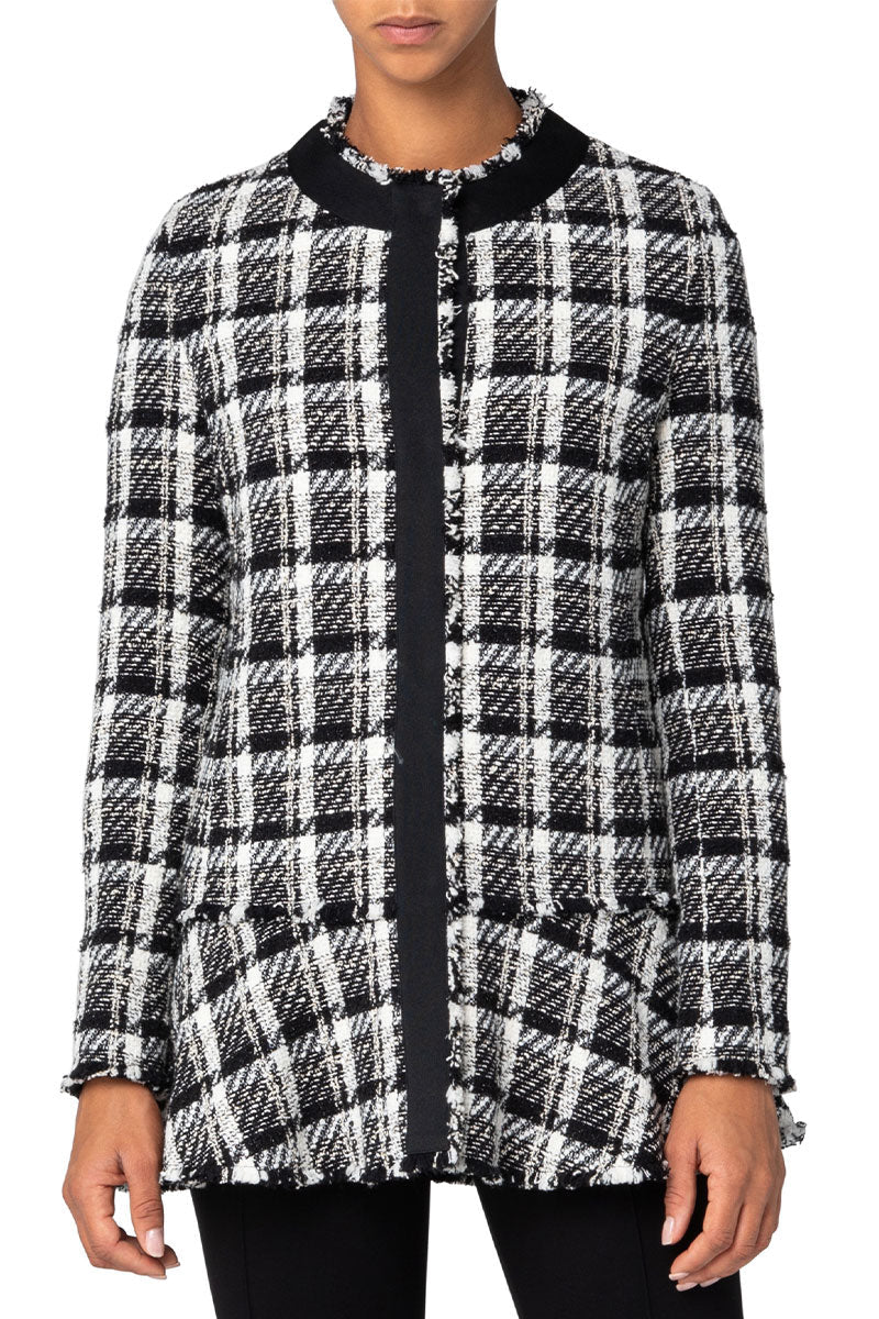 Lurex Tweed Long Jacket-Akris Punto-Boyds Philadelphia