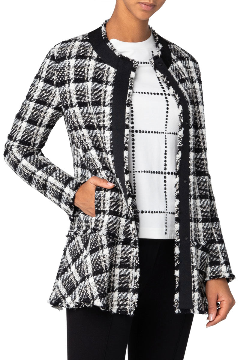 Lurex Tweed Long Jacket-Akris Punto-Boyds Philadelphia