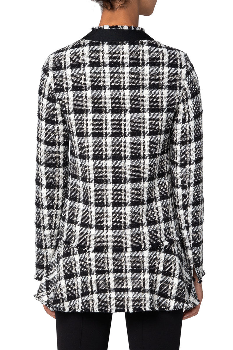 Lurex Tweed Long Jacket-Akris Punto-Boyds Philadelphia