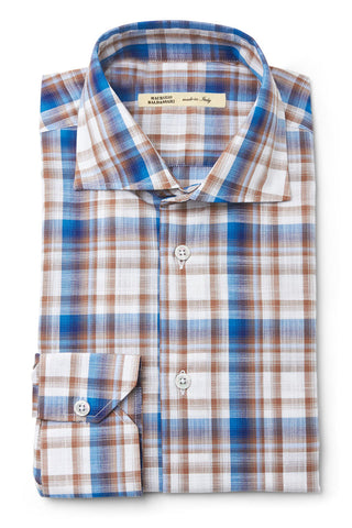 Blue-Rust Check Shirt-Maurizio Baldassari-Boyds Philadelphia