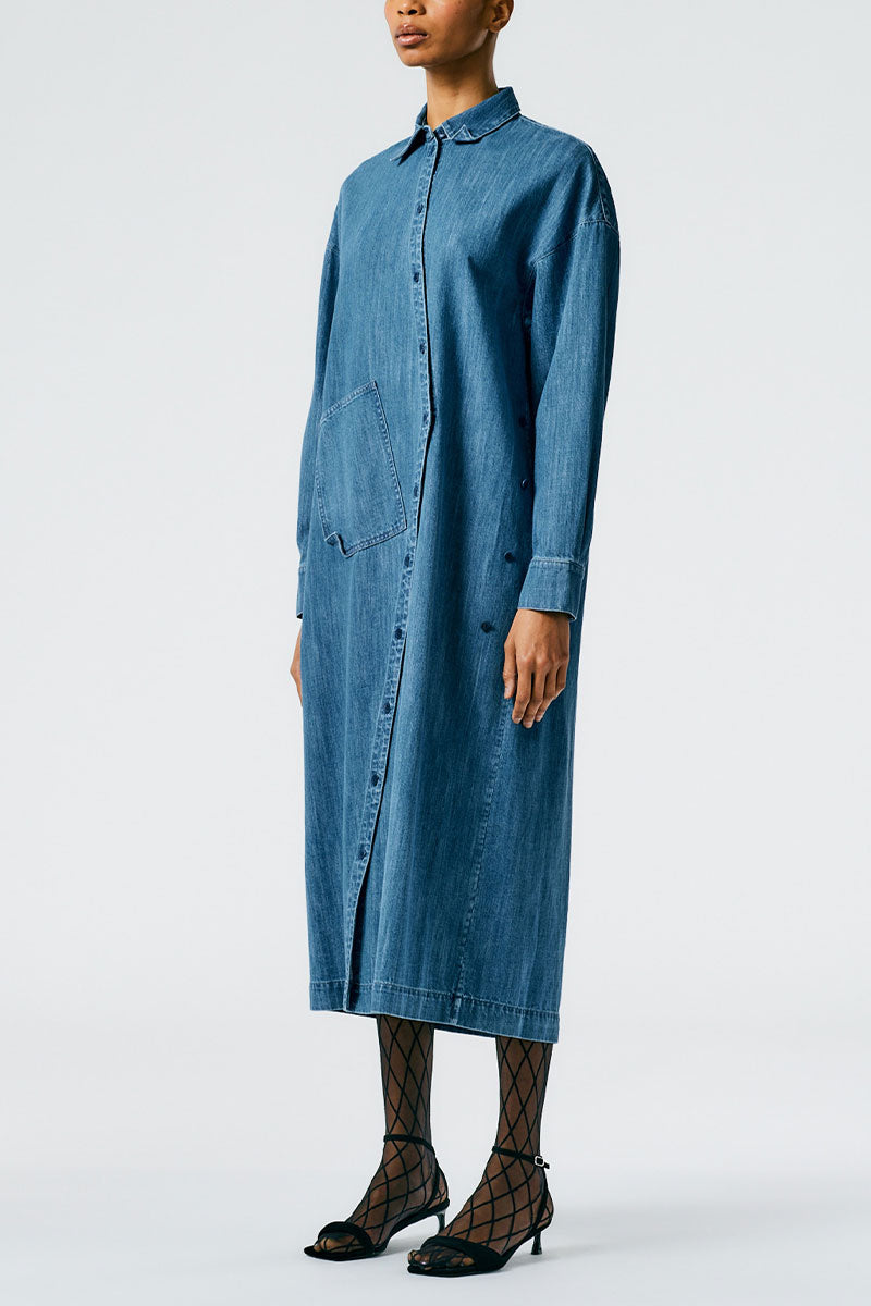 Stone Washed Denim Shirtdress-Tibi-Boyds Philadelphia