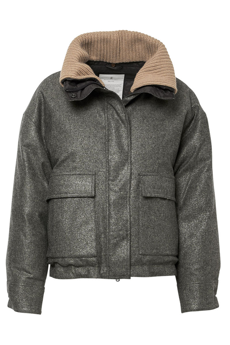 Lurex Knit Collar Puffer-Brunello Cucinelli-Boyds Philadelphia