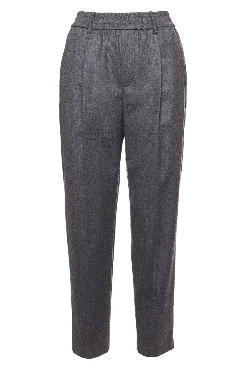 Flannel Pleated Baggy Trousers-Brunello Cucinelli-Boyds Philadelphia