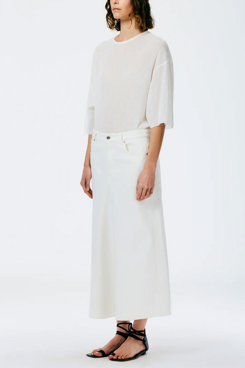 White Denim Godet Midi Skirt-Tibi-Boyds Philadelphia