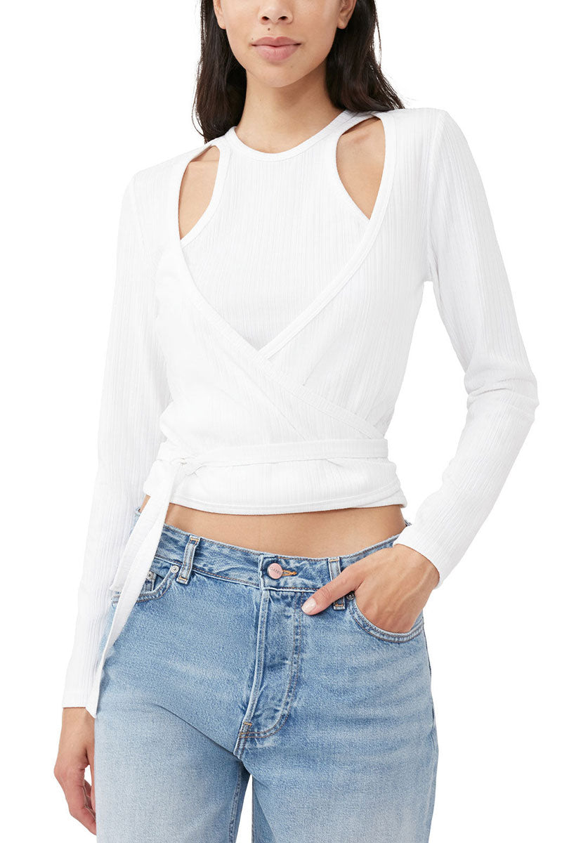 Rib Jersey Wrap Blouse-Ganni-Boyds Philadelphia