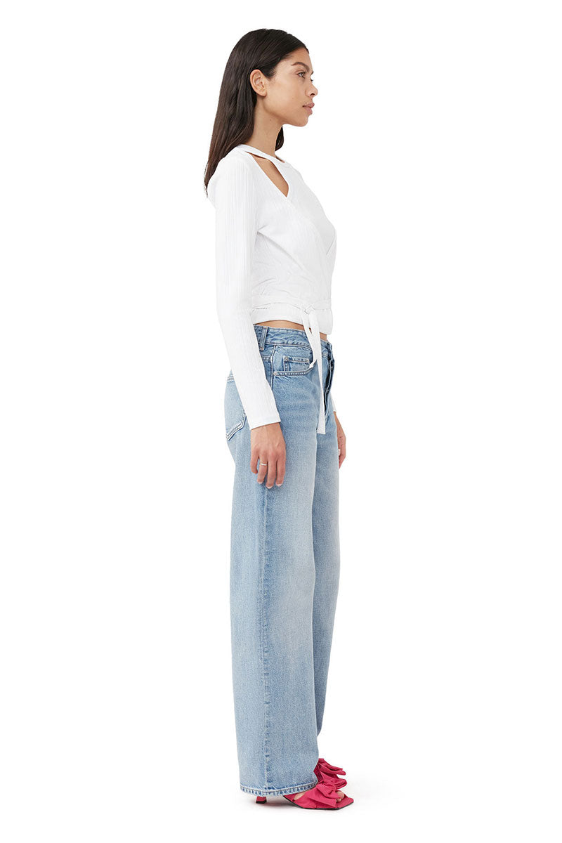 Rib Jersey Wrap Blouse-Ganni-Boyds Philadelphia